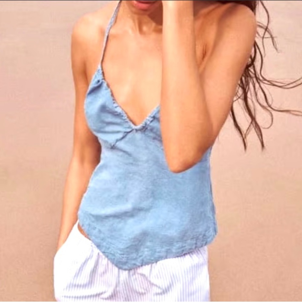 ZARA Blue Halter Neck Women's Top - Picture 3 of 10